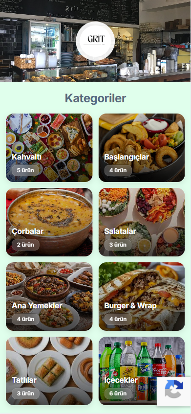 Patron Mobil QR menü dijital menü ekranı